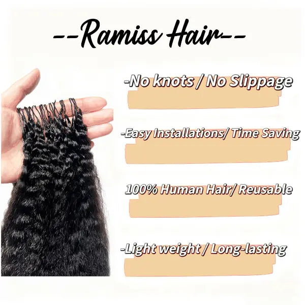 New 2026 Ramiss Kinky Straight Crochet Human Hair for Mircale Knots Boho Braids 4-5 Packs for Full Head