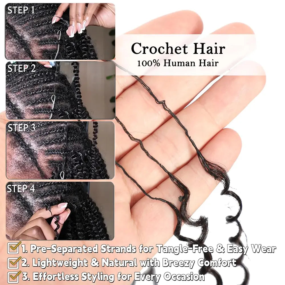 New 2026 Ramiss Kinky Straight Crochet Human Hair for Mircale Knots Boho Braids 4-5 Packs for Full Head