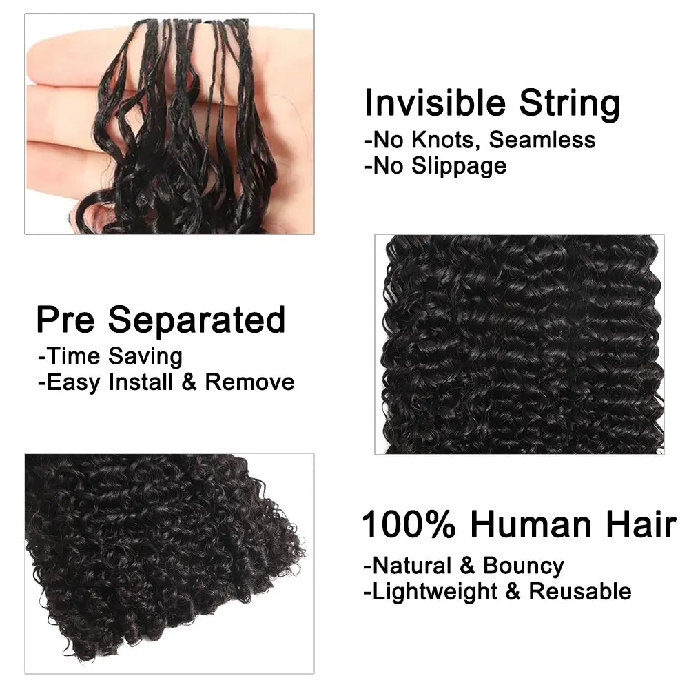 New 2026 Ramiss Water Wave Crochet Human Hair for Mircale Knots Boho Braids Knotless Burmese Curly Kinky Curly Feather Crochet Human Hair