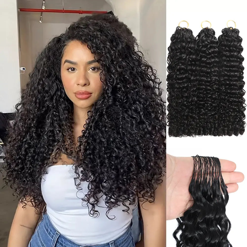 New 2026 Ramiss Water Wave Crochet Human Hair for Mircale Knots Boho Braids Knotless Burmese Curly Kinky Curly Feather Crochet Human Hair